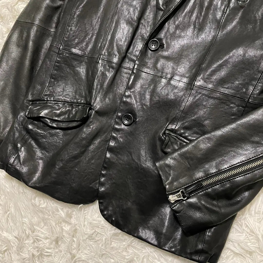 00's y2k Custom Culture Lamb Leather Jacket L Equivalent Multi-Zip