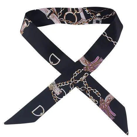 Satin Slim Scarf ⒶBlack Chain