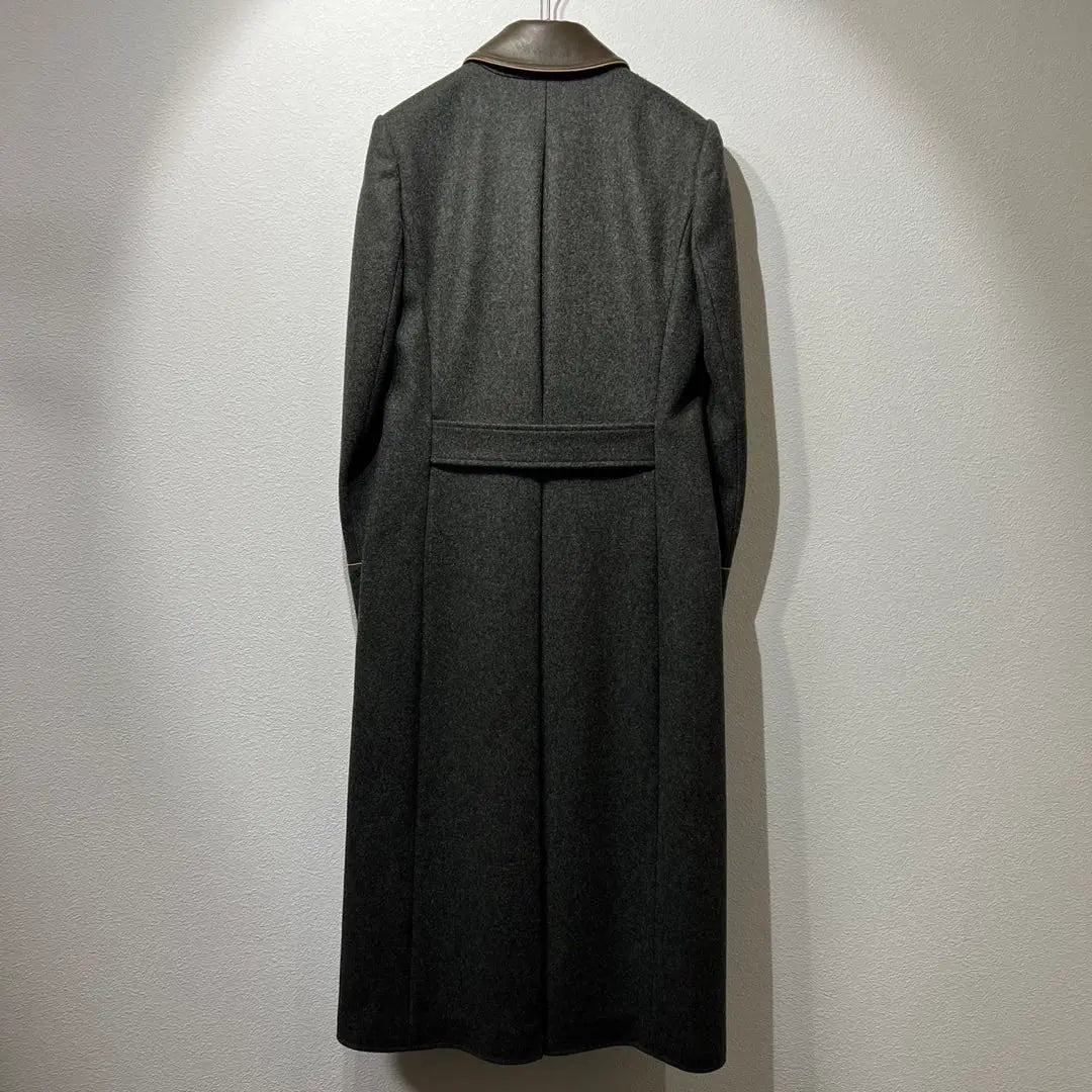 Rare, beautiful, Salvatore Ferragamo, high quality, double-breasted coat, wool, leather