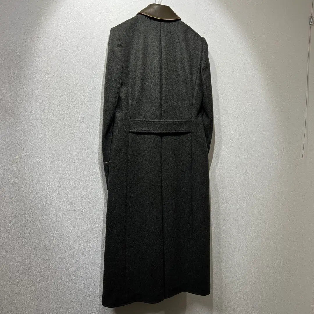 Rare, beautiful, Salvatore Ferragamo, high quality, double-breasted coat, wool, leather