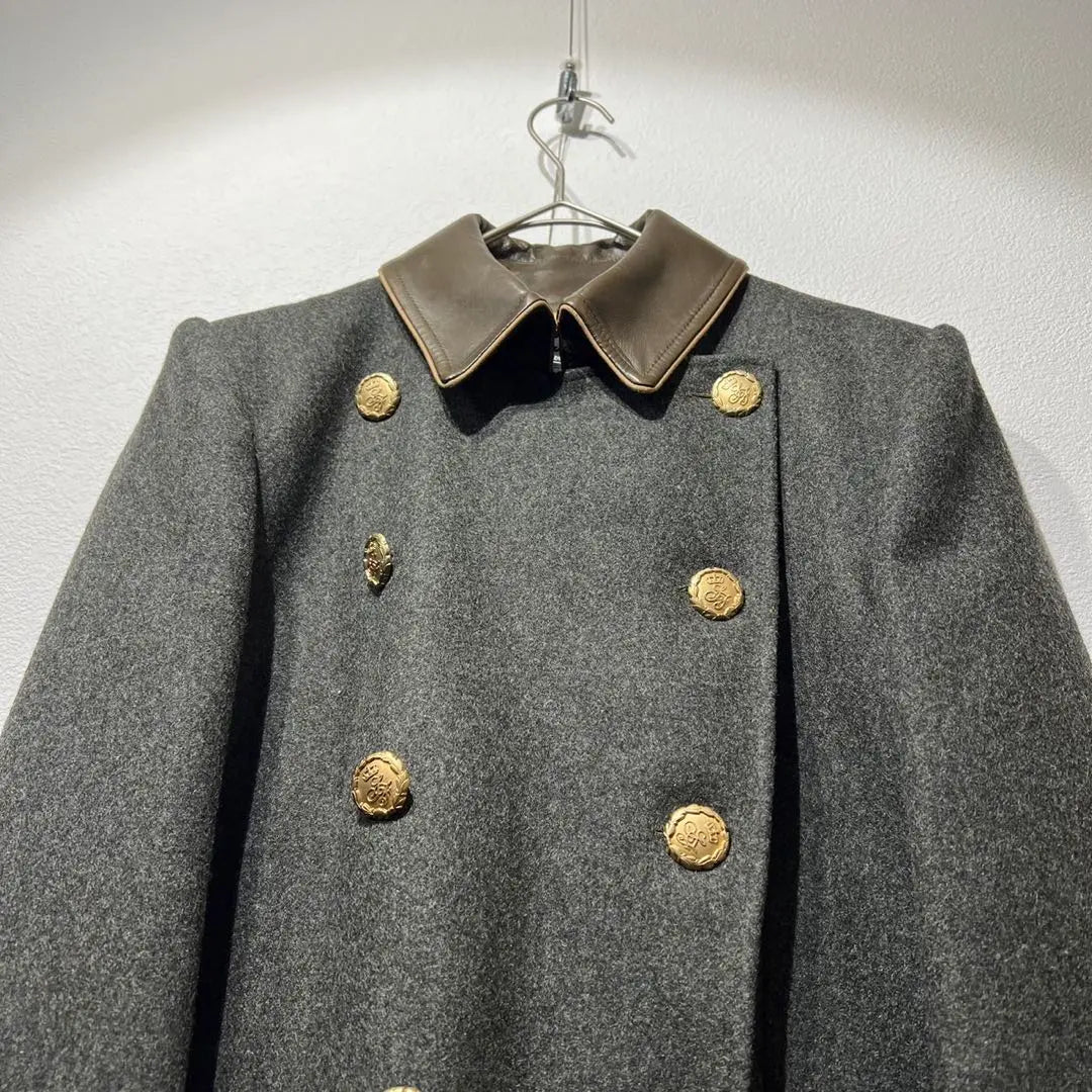 Rare, beautiful, Salvatore Ferragamo, high quality, double-breasted coat, wool, leather