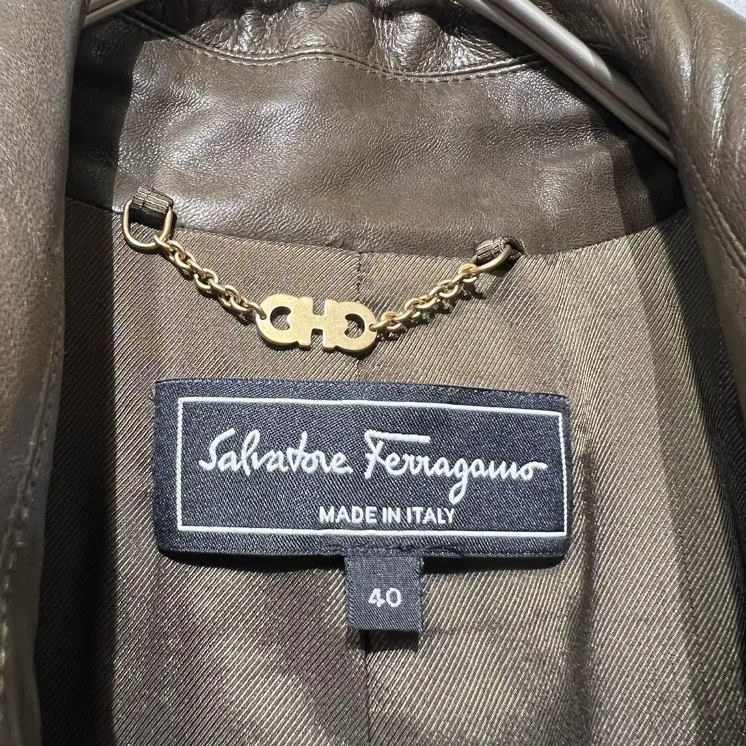 Rare, beautiful, Salvatore Ferragamo, high quality, double-breasted coat, wool, leather