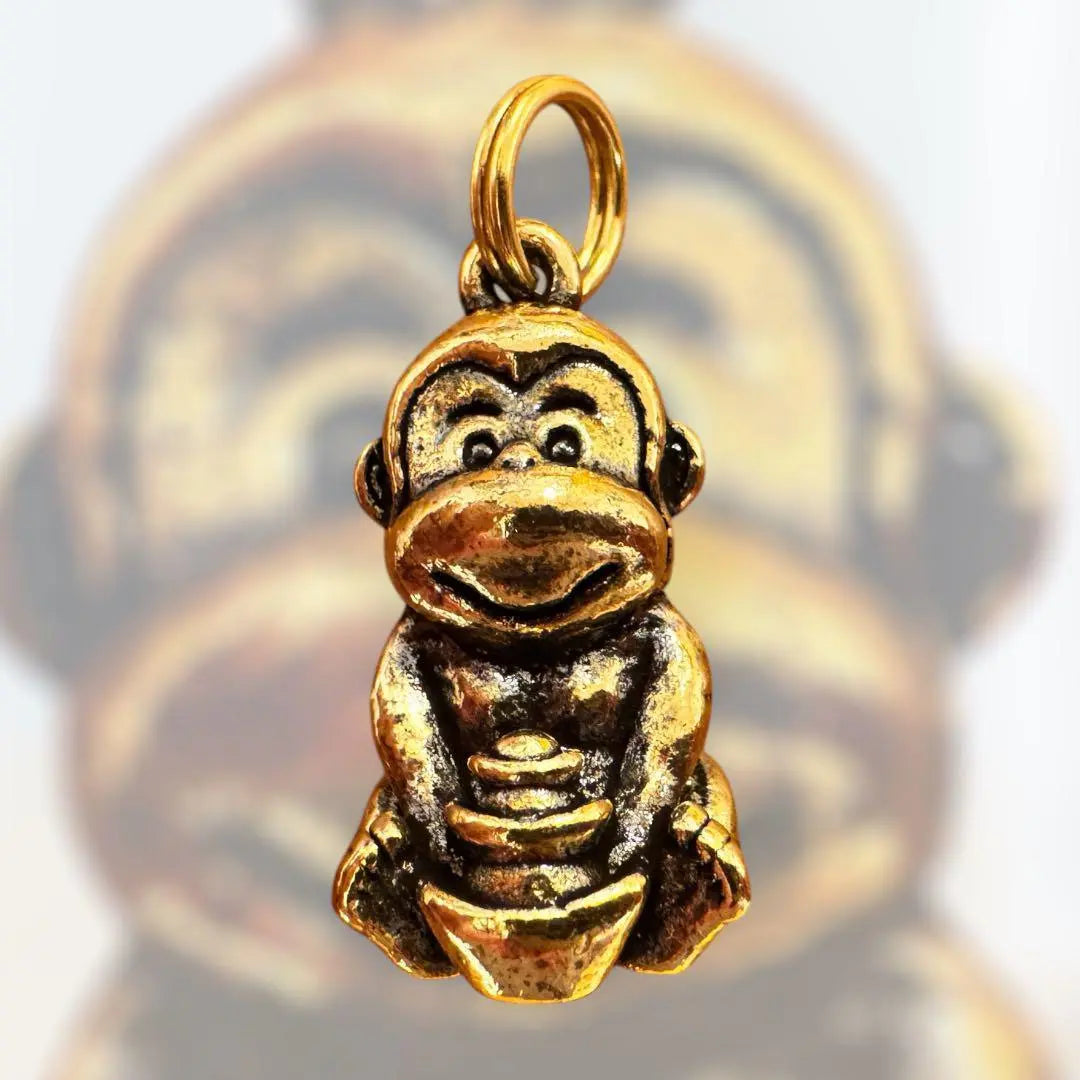 Gold Monkey Keychain Approx. 31mm Monkey Monkey Lucky