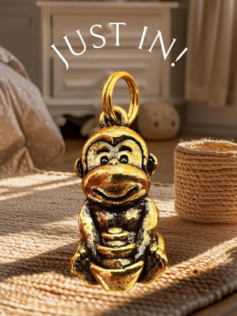 Gold Monkey Keychain Approx. 31mm Monkey Monkey Lucky