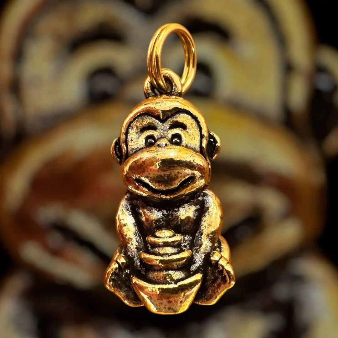 Gold Monkey Keychain Approx. 31mm Monkey Monkey Lucky