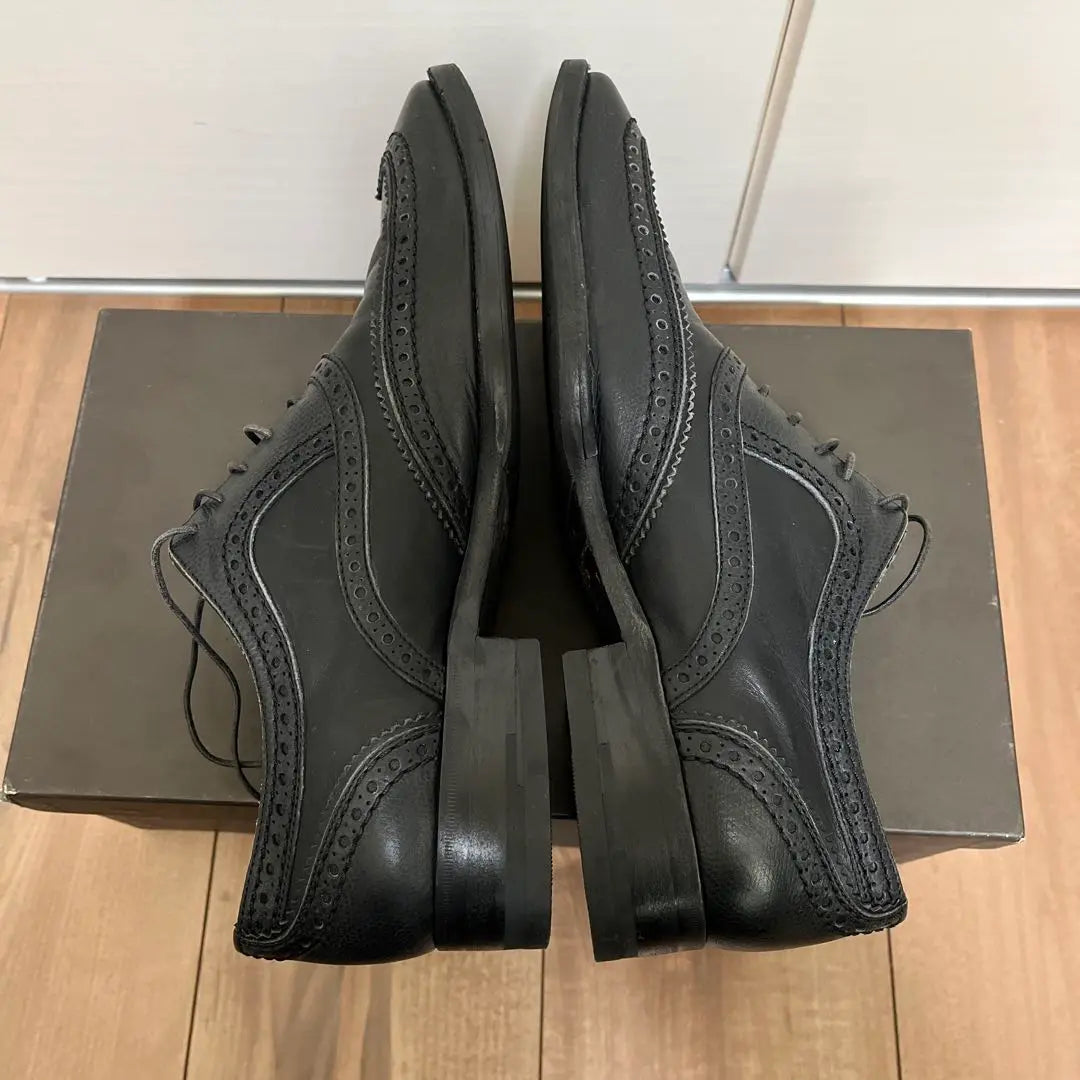 LOUIS VUITTON Wing tips, high-quality leather shoes, black