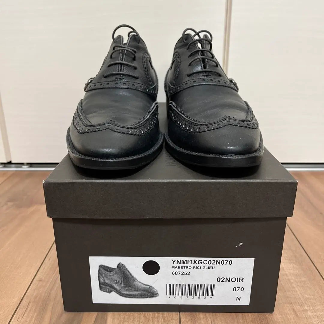 LOUIS VUITTON Wing tips, high-quality leather shoes, black