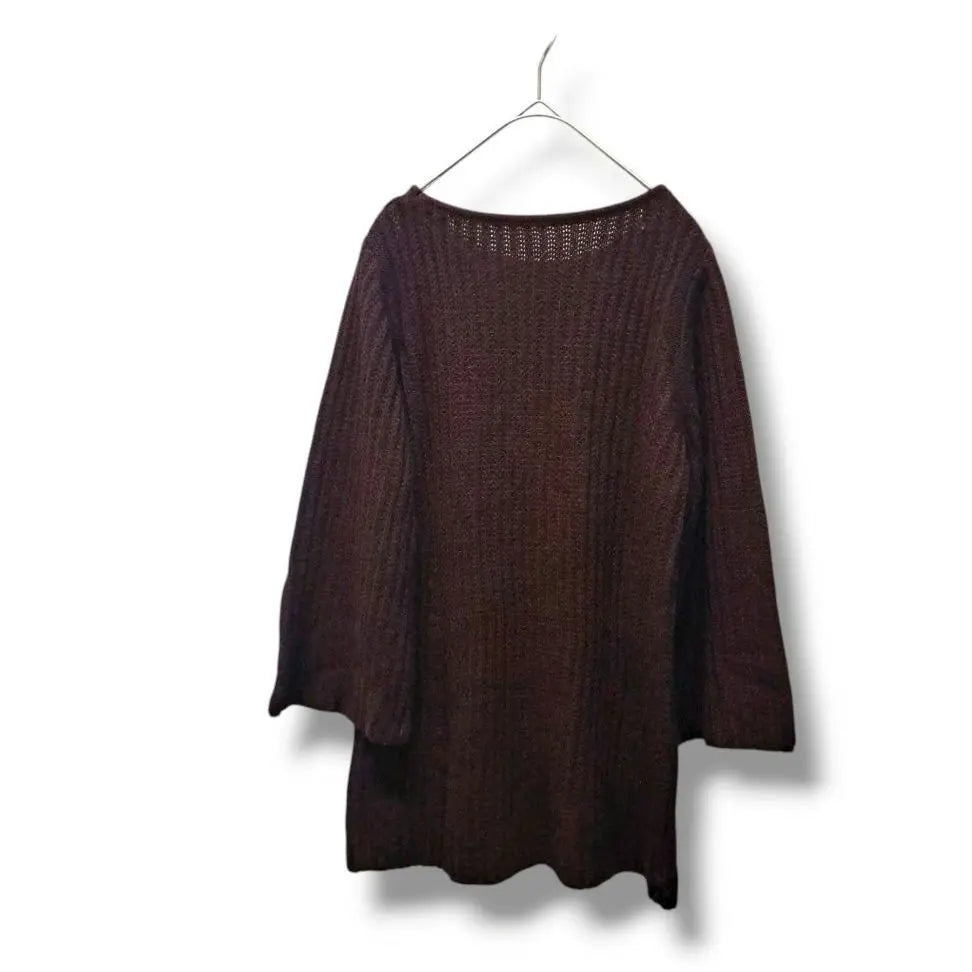 [Titty Bait] Oversized, thin, long sleeve rough knit, brown, free size