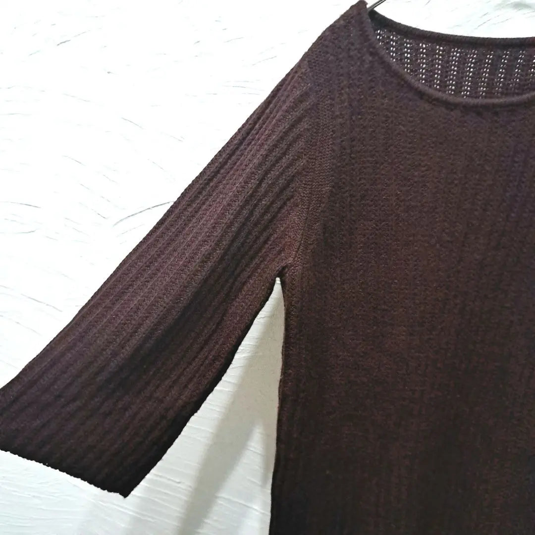 [Titty Bait] Oversized, thin, long sleeve rough knit, brown, free size