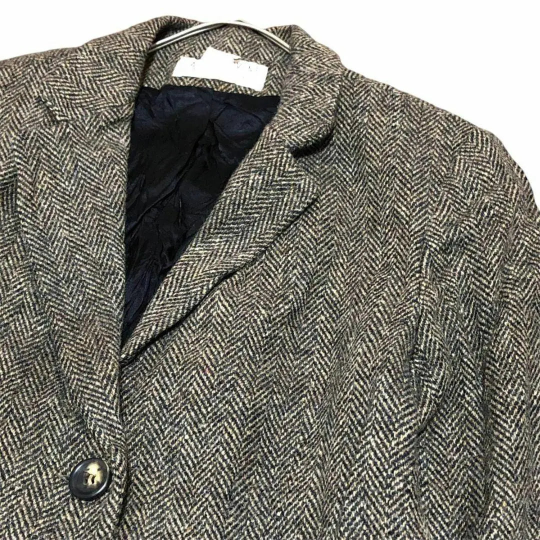 Larry Levin Wool Tailored Jacket Herringbone Euro Vintage BZ3