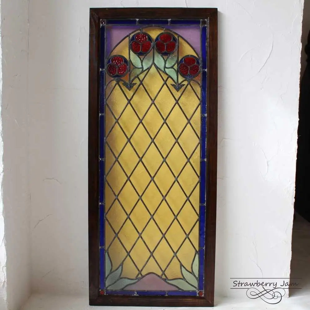 L3306-143 British antique stained glass stained window frame UK