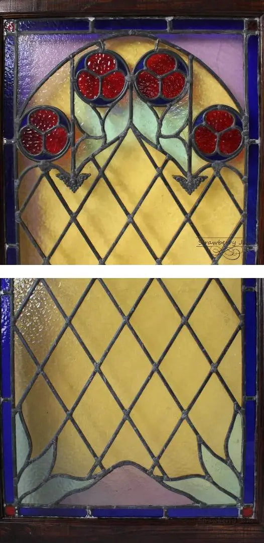 L3306-143 British antique stained glass stained window frame UK