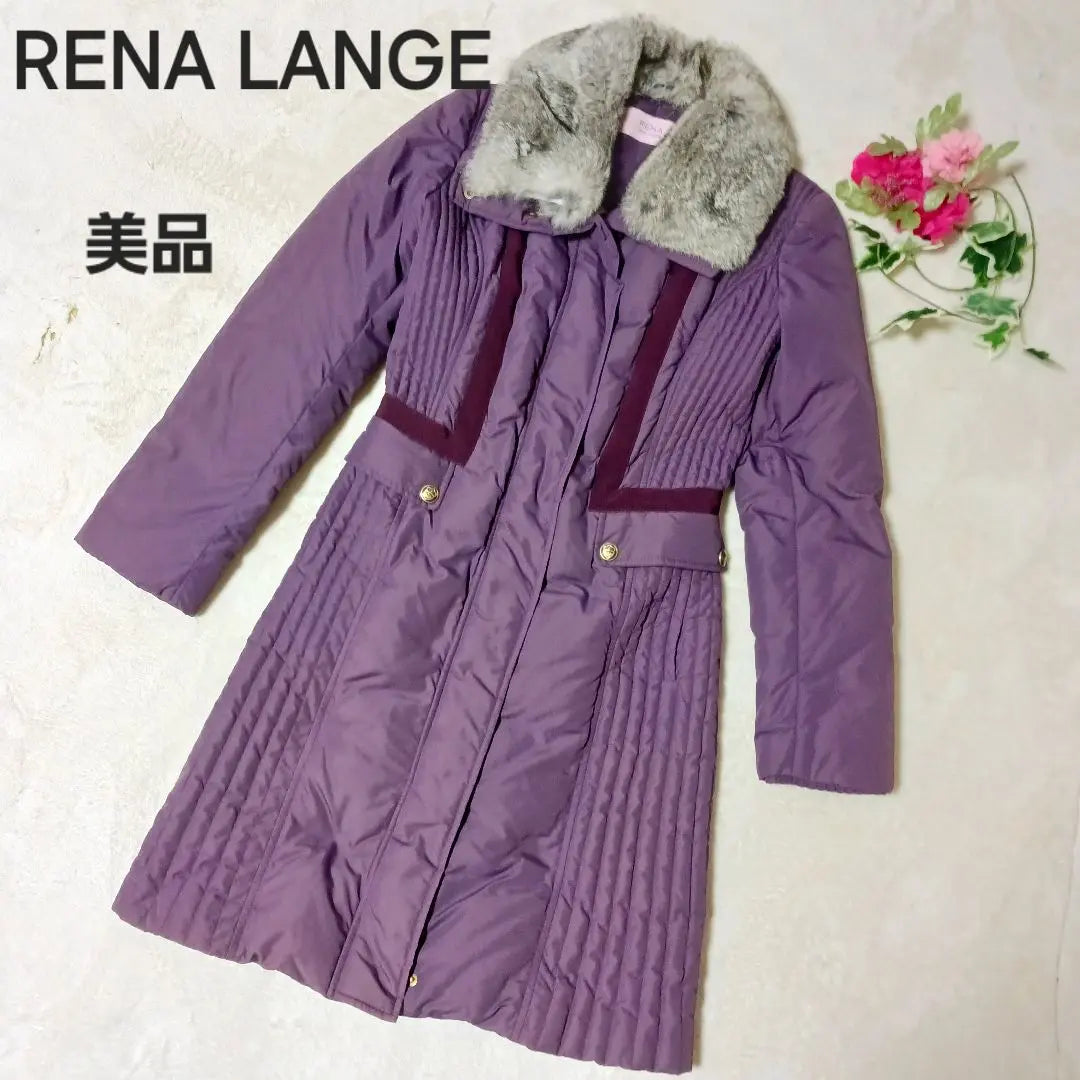 RENA LANGE Chaqueta de plumas morada Abrigo largo de corte