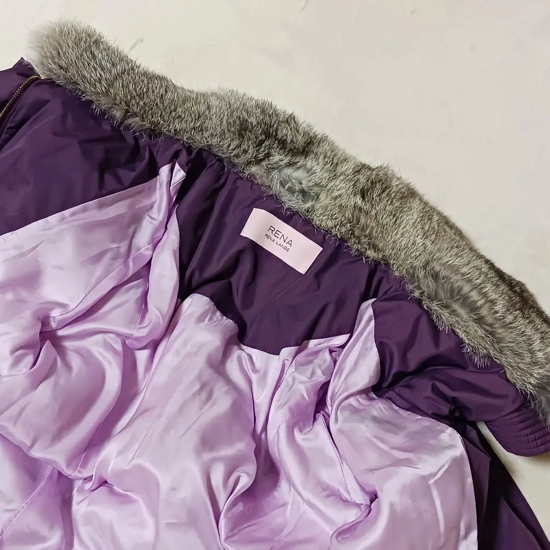 RENA LANGE Purple Down Jacket Court Long Coat