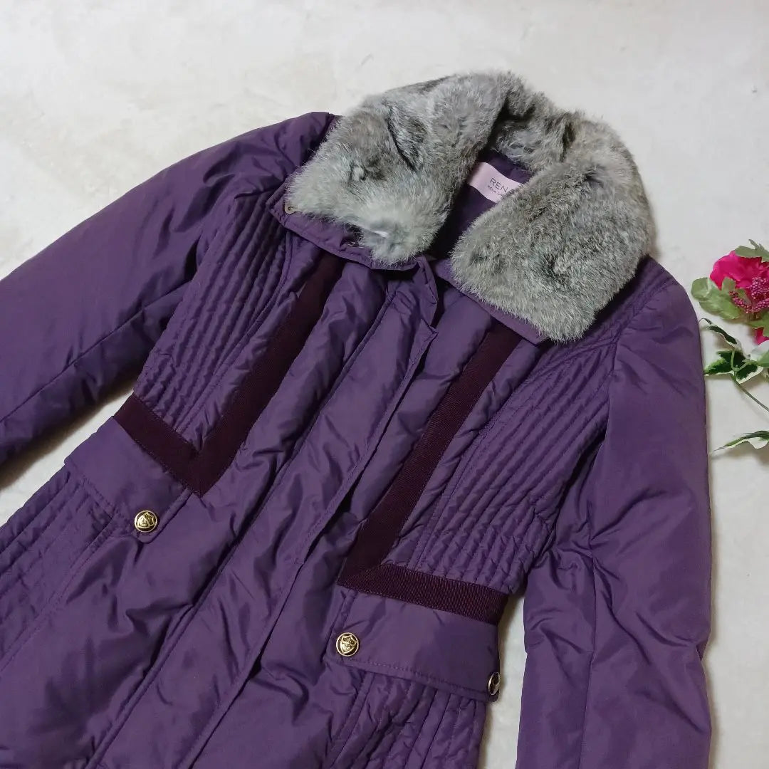 RENA LANGE Purple Down Jacket Court Long Coat