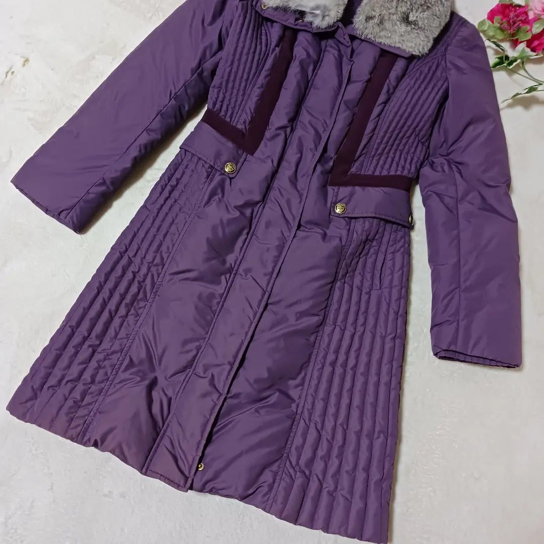 RENA LANGE Purple Down Jacket Court Long Coat