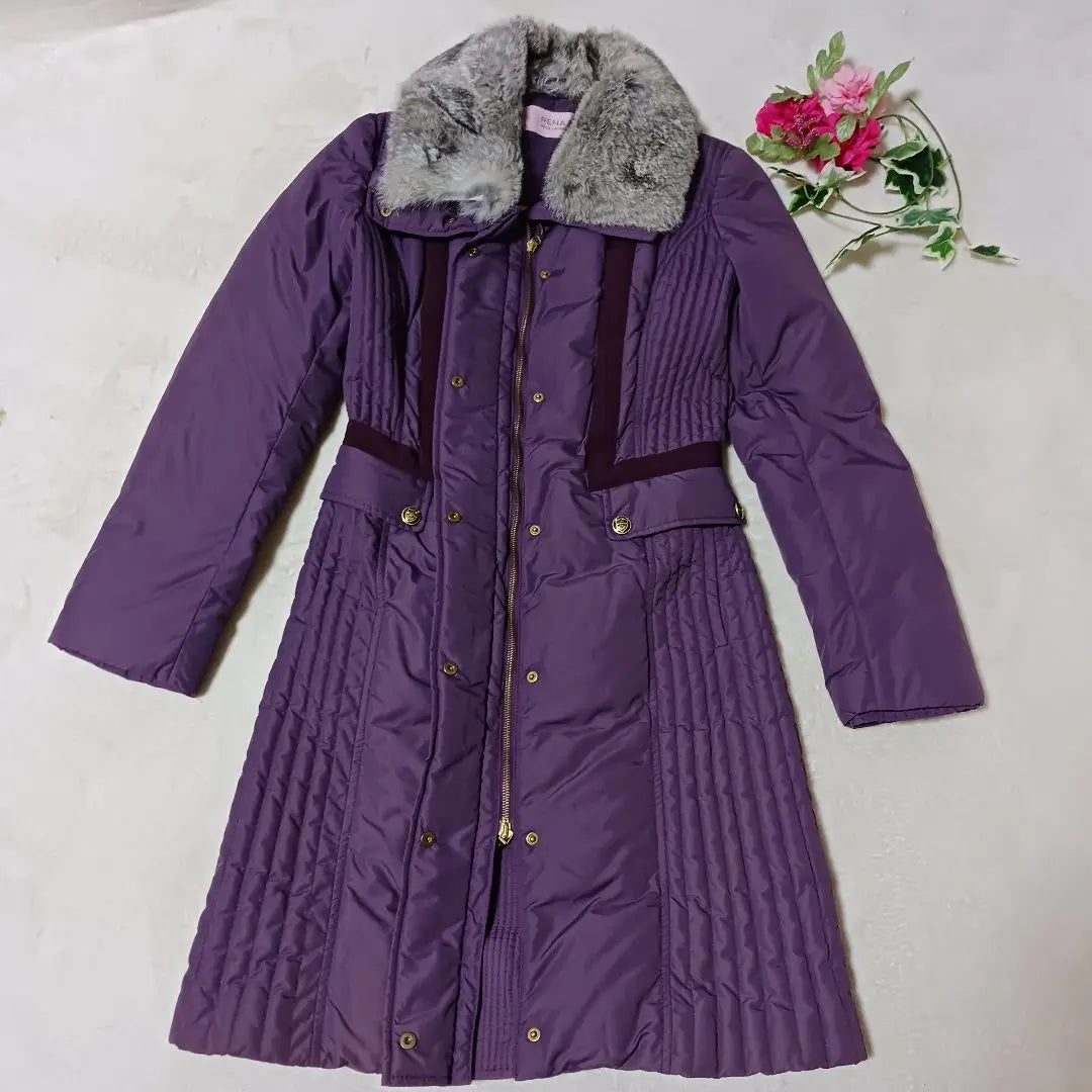 RENA LANGE Purple Down Jacket Court Long Coat