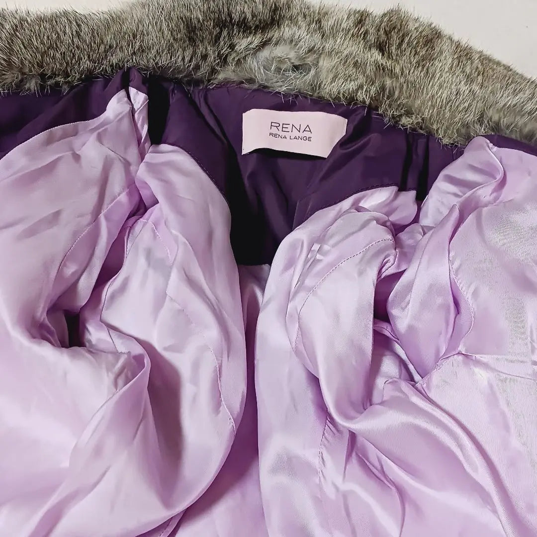 RENA LANGE Purple Down Jacket Court Long Coat