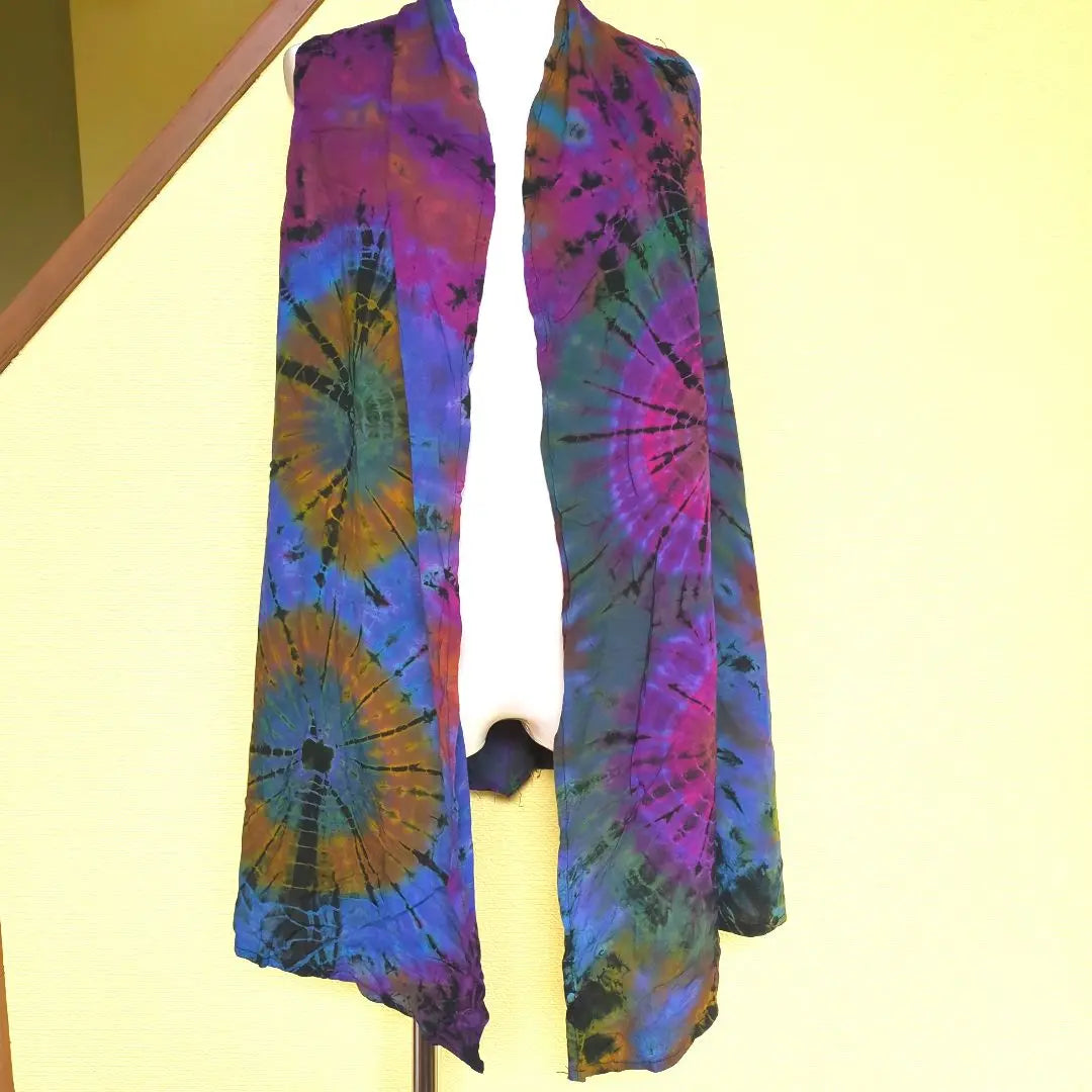 Tie-dyed long gilet vest transformed jacket ethnic asian unique