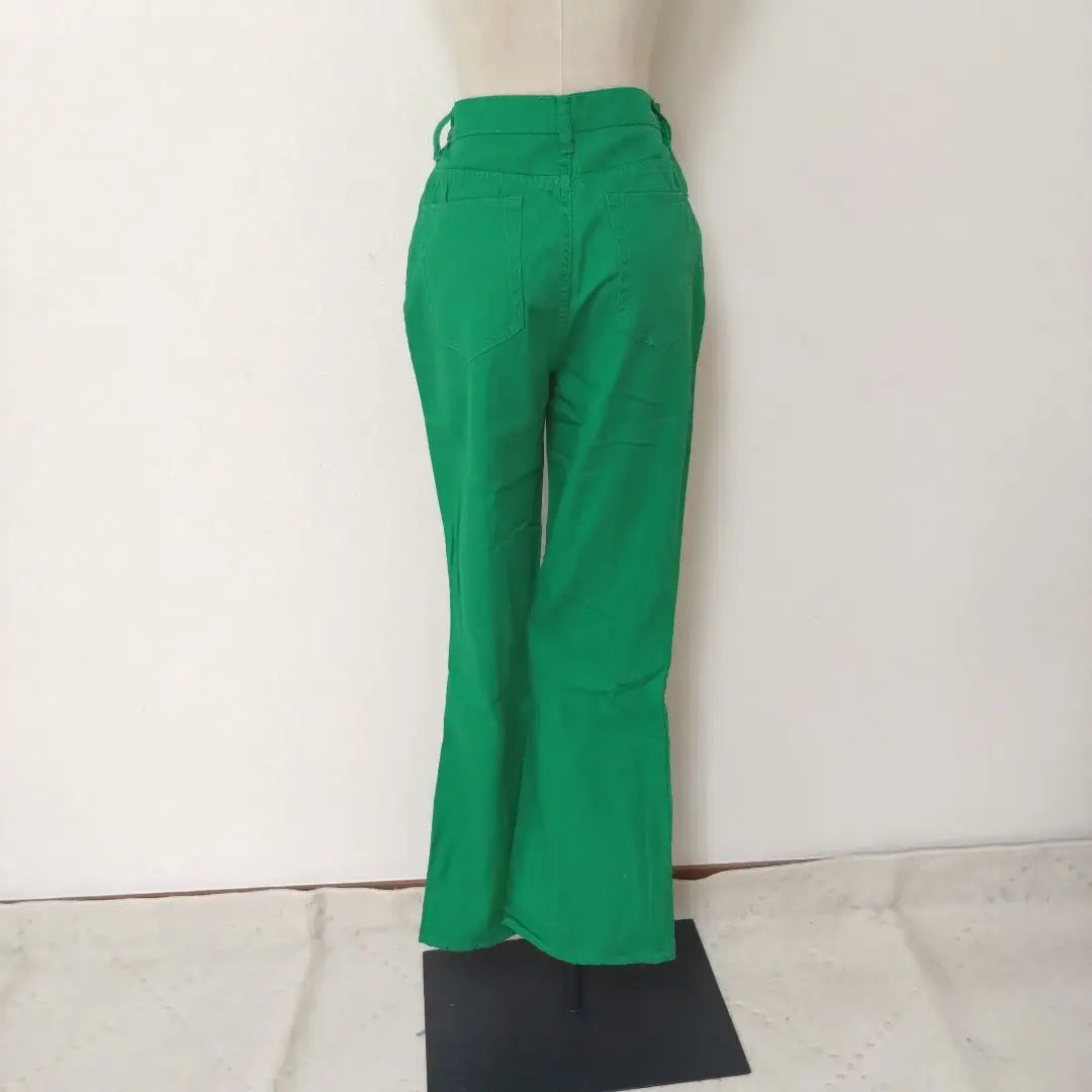 BASQUE magenta flare pants for women, high waist, green