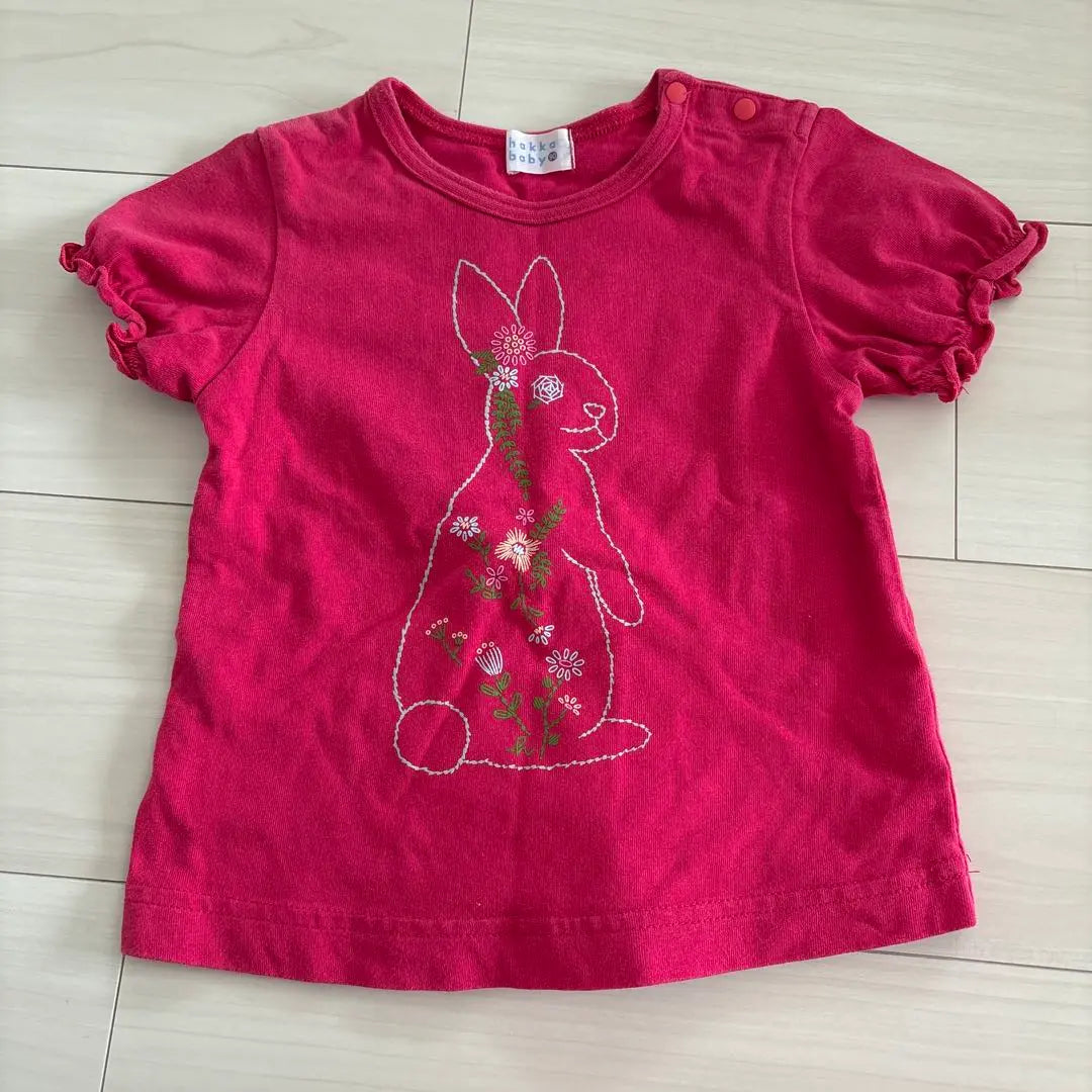 Pearl baby rabbit T-shirt pink 90