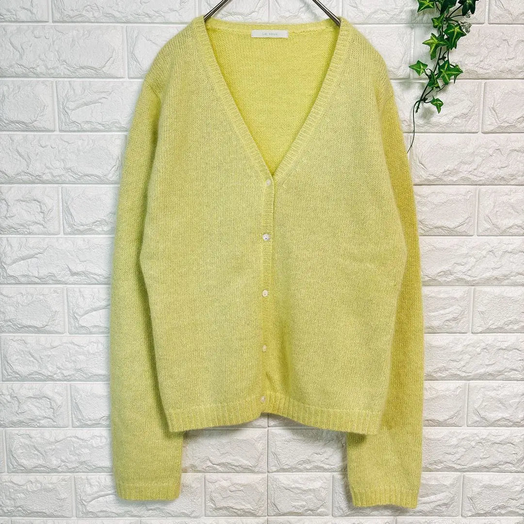 Rusouque/Angola/Fluffy V-neck cardigan Spring glitter [M] Yellow