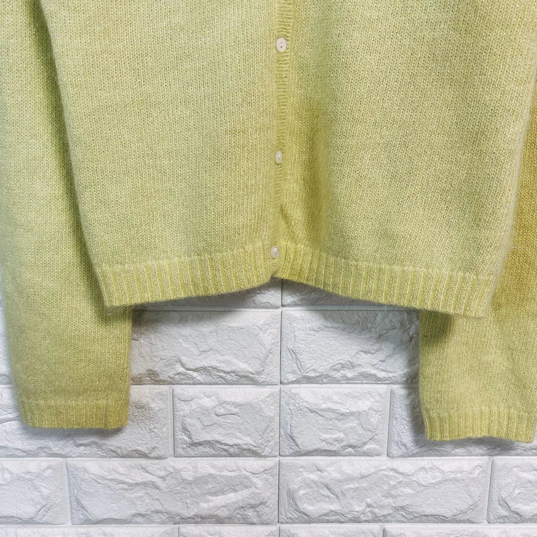 Rusouque/Angola/Fluffy V-neck cardigan Spring glitter [M] Yellow