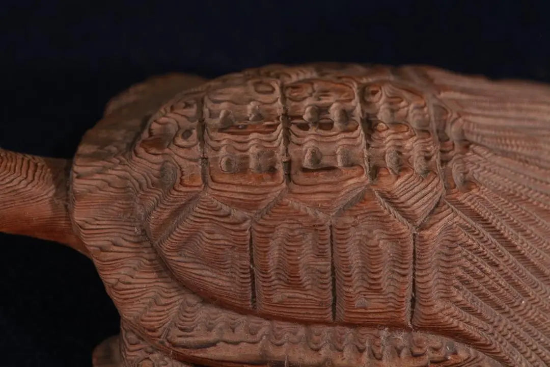 016 Wood carving turtle figurine lucky long -lived prayer gamera