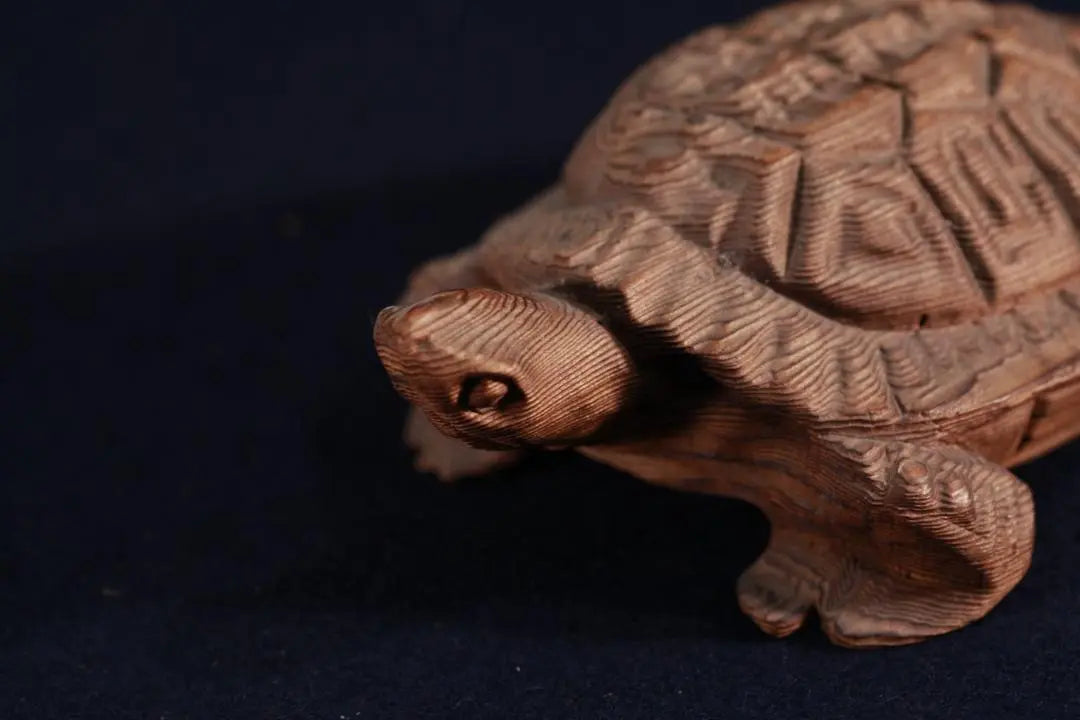 016 Wood carving turtle figurine lucky long -lived prayer gamera