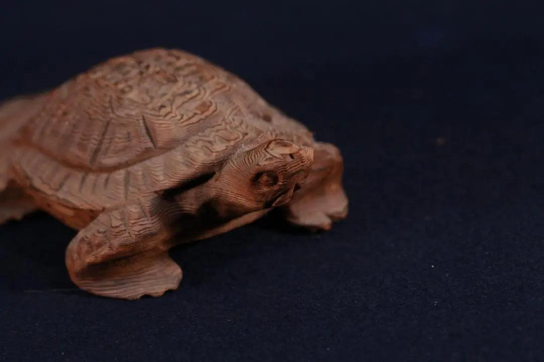 016 Wood carving turtle figurine lucky long -lived prayer gamera