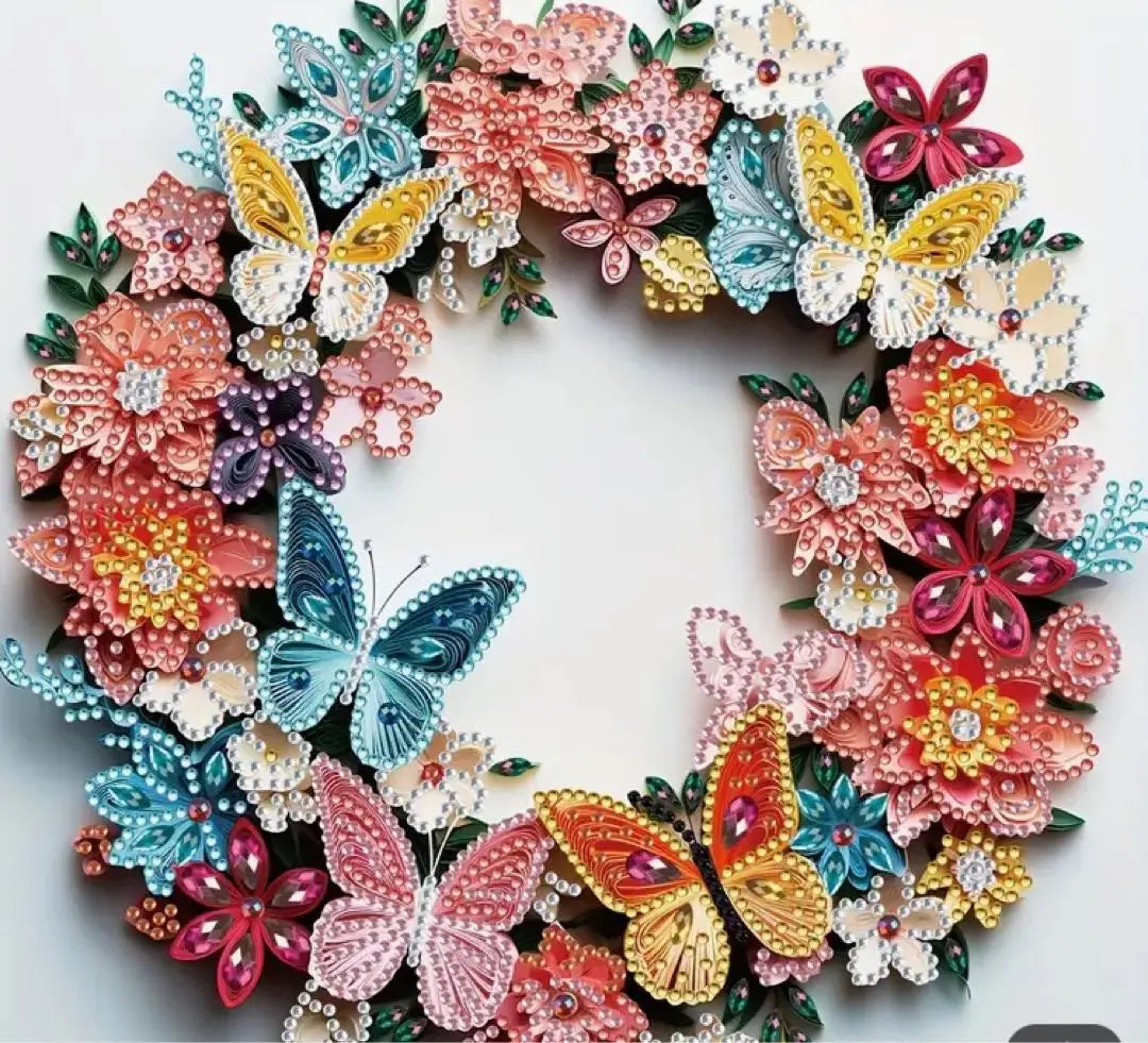 ① Se recomienda alquilar flores y mariposas para la entrada con un lindo arte de diamantes con purpurina.