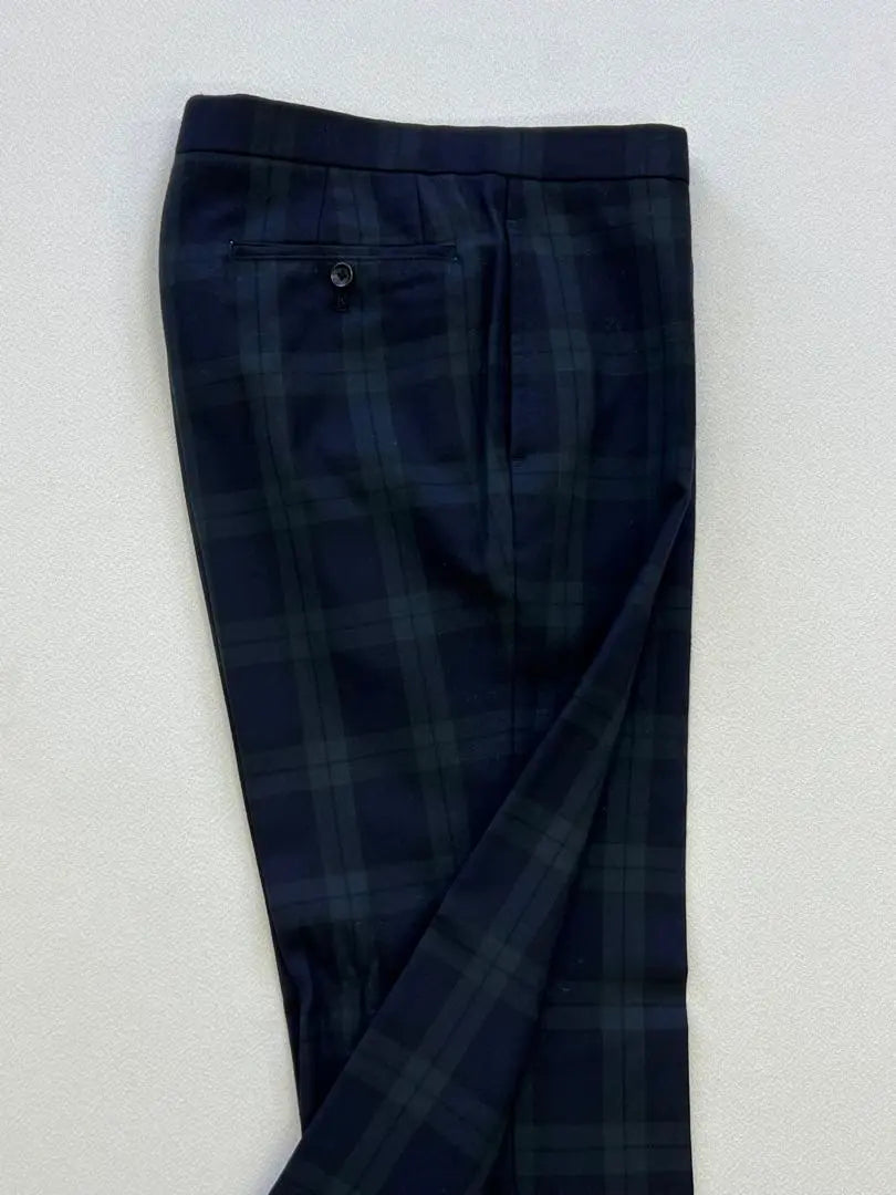 ❼Custom salon Black watch check Wool slacks