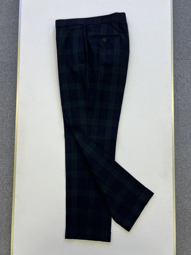 ❼Custom salon Black watch check Wool slacks