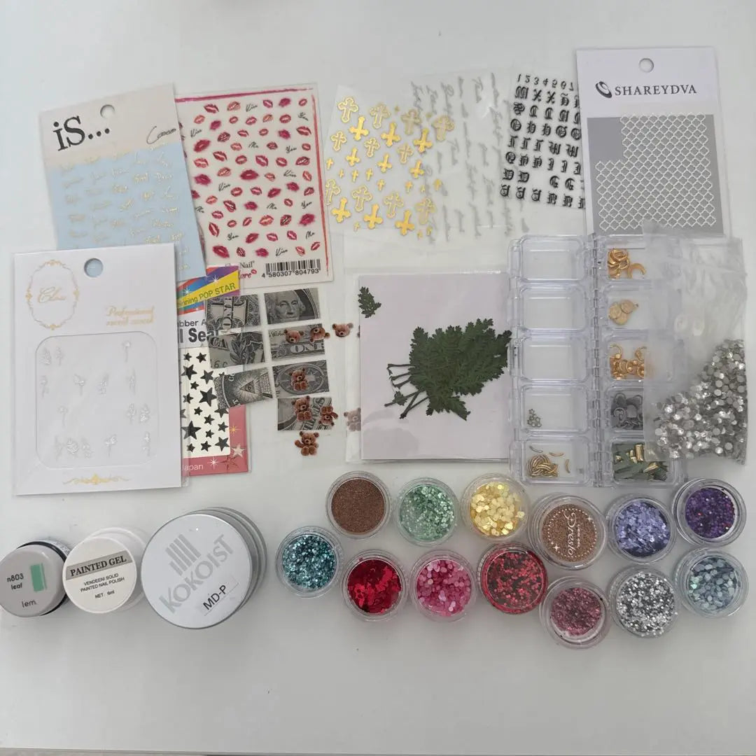 Nail Parts Set Multicolor Glitter Sticker Color Gel