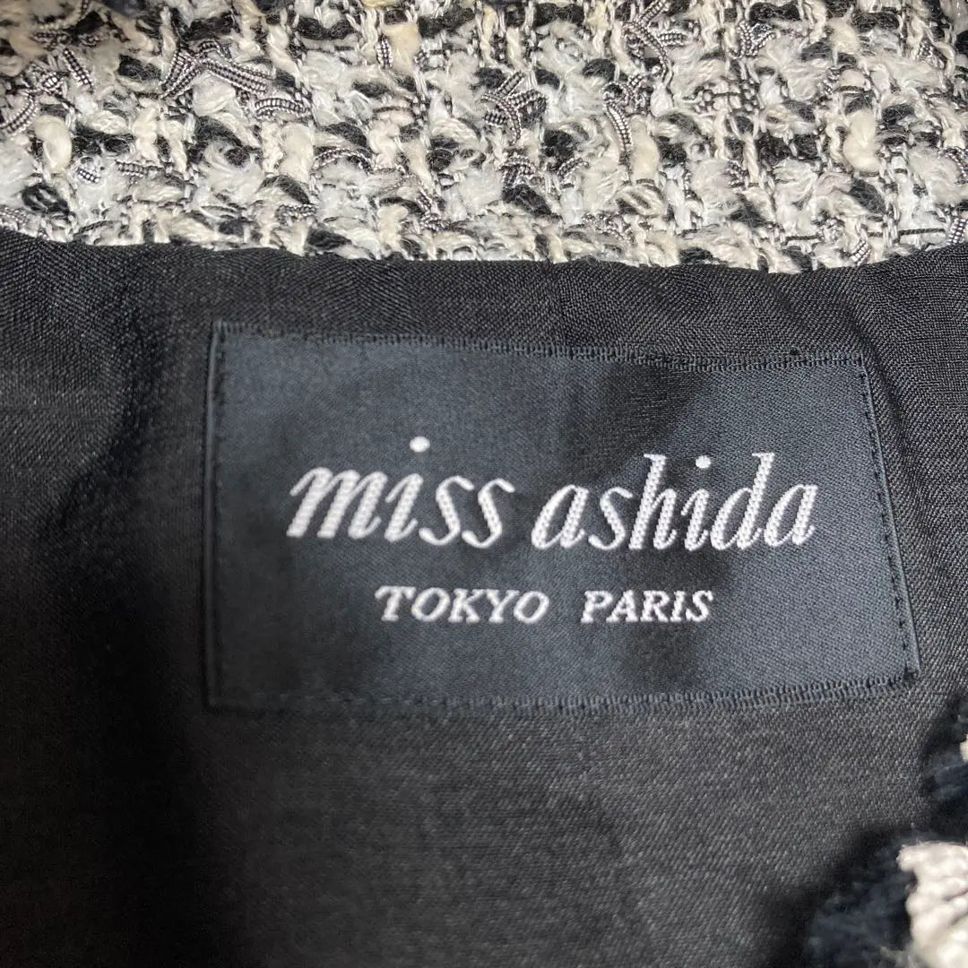 [miss ashida] Chaqueta sin cuello de tweed con flecos 7 | 【señorita ashida】 ツイードノーカラージャケット フリンジ 7