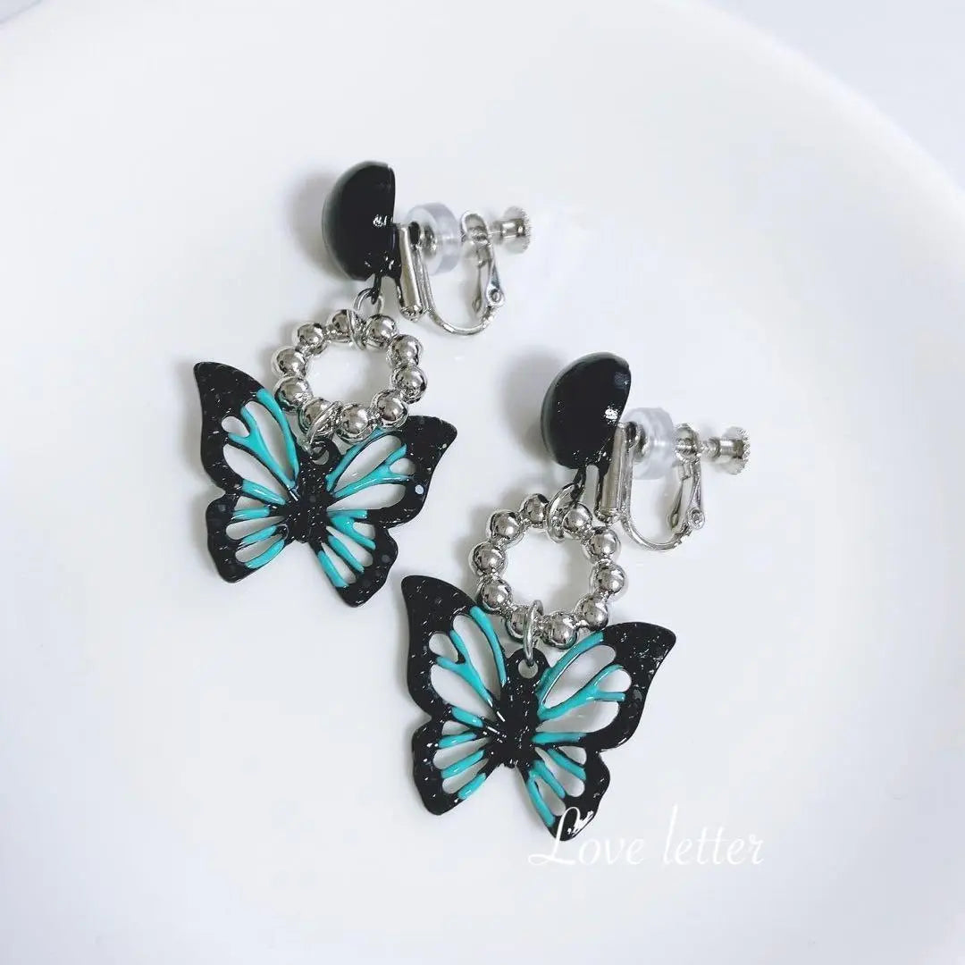 No.42A Black Butterfly Earrings Korea Butterfly Navi Mass Production Type Landmine