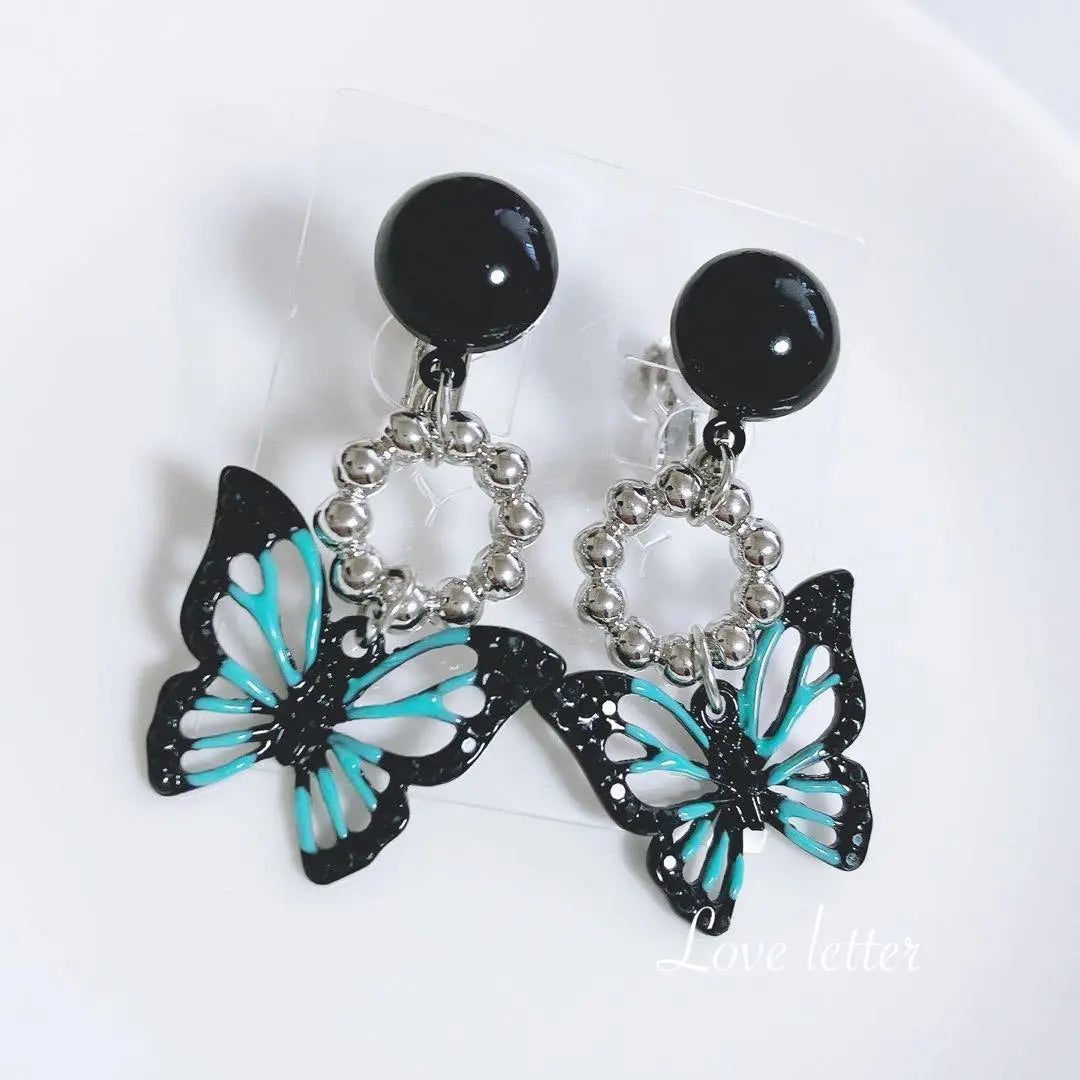 No.42A Black Butterfly Earrings Korea Butterfly Navi Mass Production Type Landmine