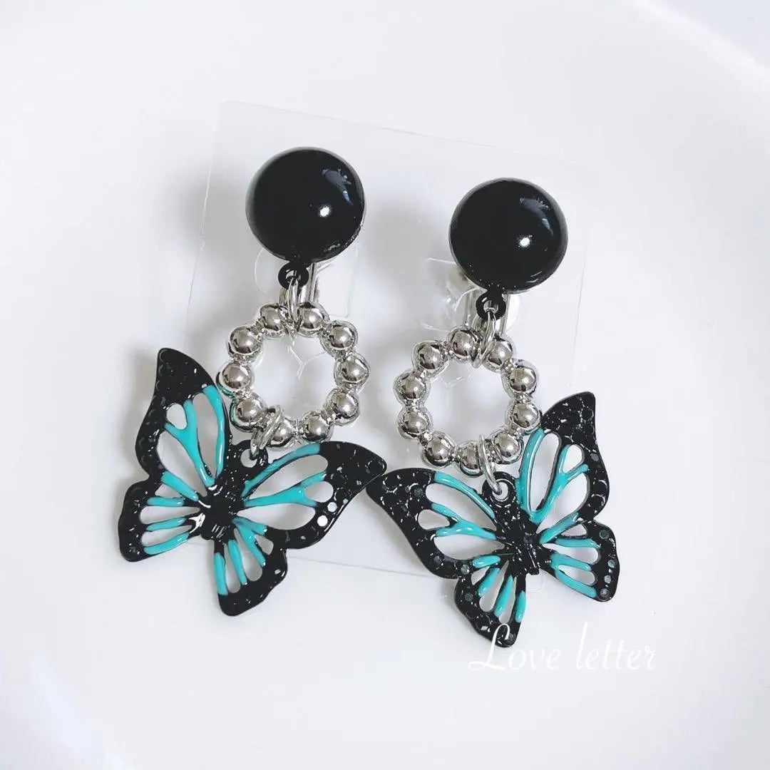 No.42A Black Butterfly Earrings Korea Butterfly Navi Mass Production Type Landmine