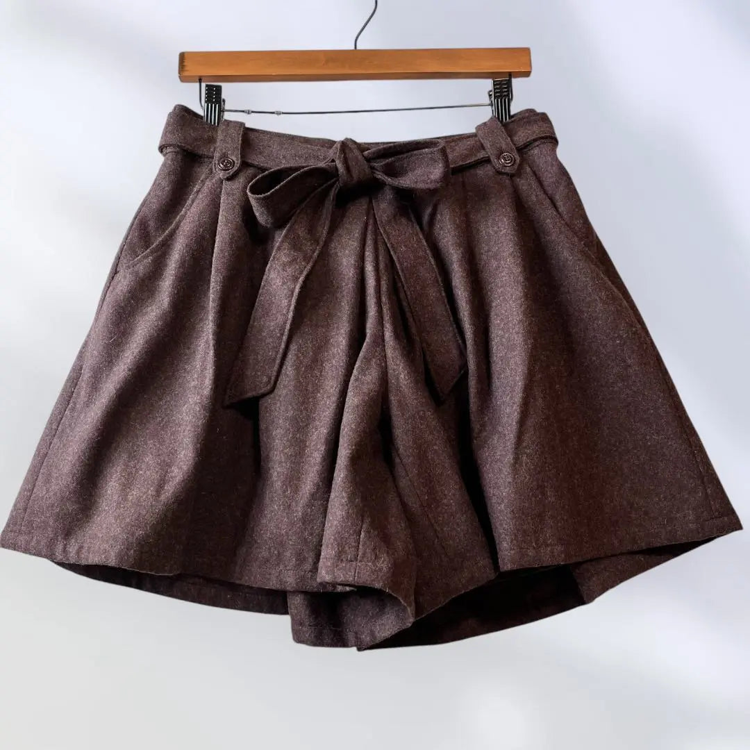 273 Chocolat Fine Robe Belted Shorts Brown Large Size