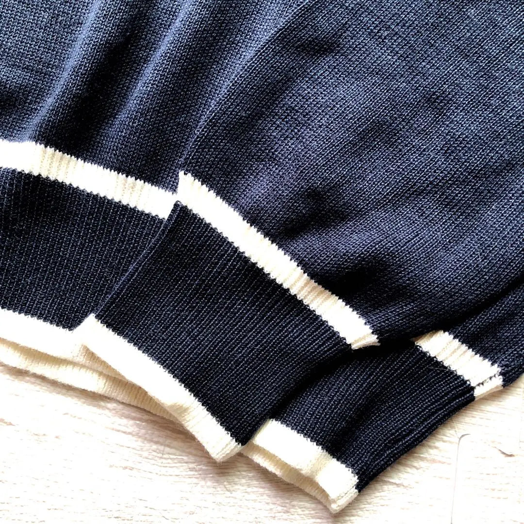 [New] Cecil McBee Bicolor Knit Top Navy Size M Women's Clothing