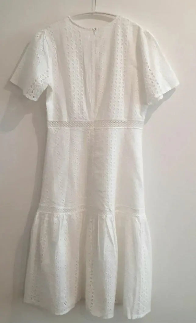 ○ New unused item ○ ECRIRE White Cotton Lace One Piece F | ○新品未使用品○ ECRIRE ホワイト コットンレースワンピース F