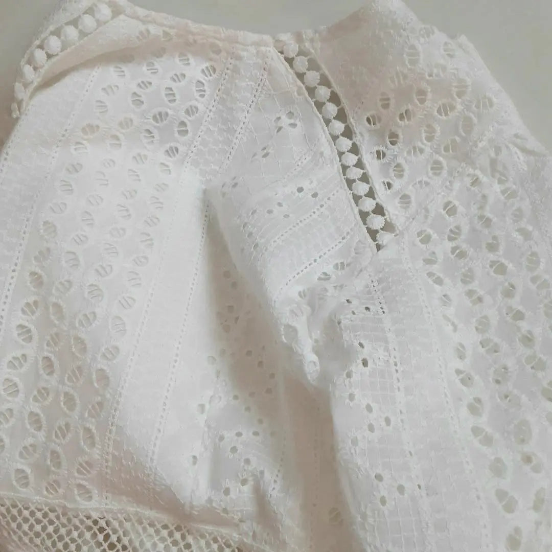 ○ New unused item ○ ECRIRE White Cotton Lace One Piece F | ○新品未使用品○ ECRIRE ホワイト コットンレースワンピース F