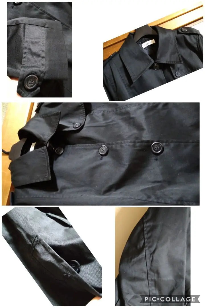 ★ Coquine's matte black mid-length trench coat with solid fabric