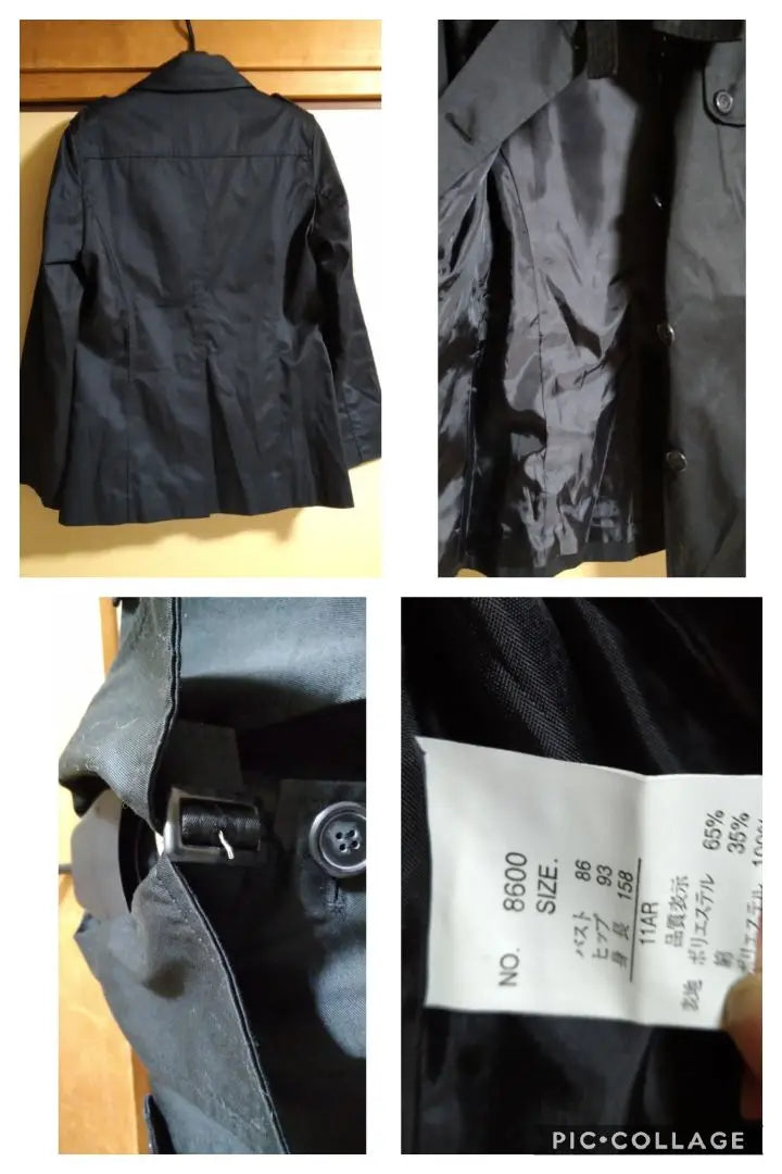 ★ Coquine's matte black mid-length trench coat with solid fabric