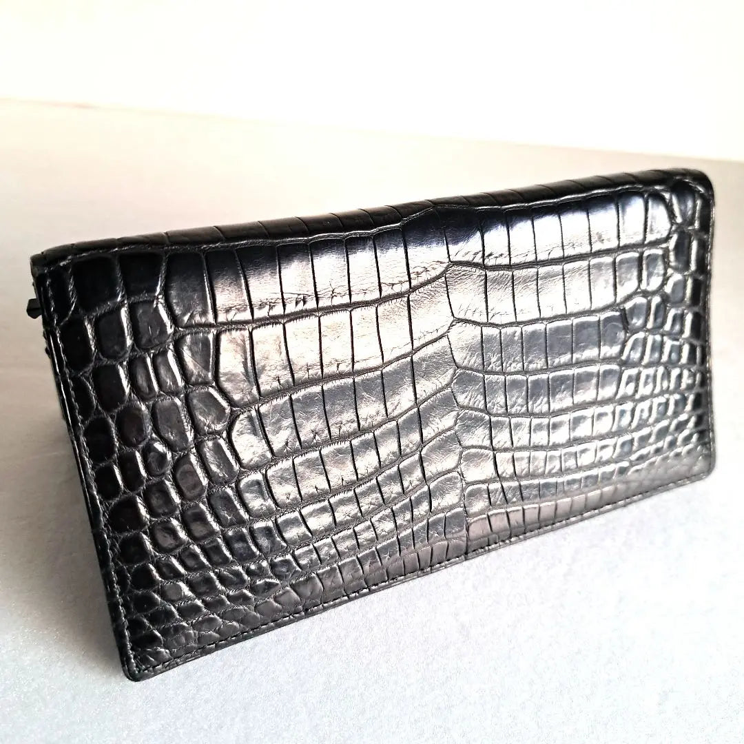 Musou Matte Crocodile Center-Cut Long Wallet Crocodile Black A