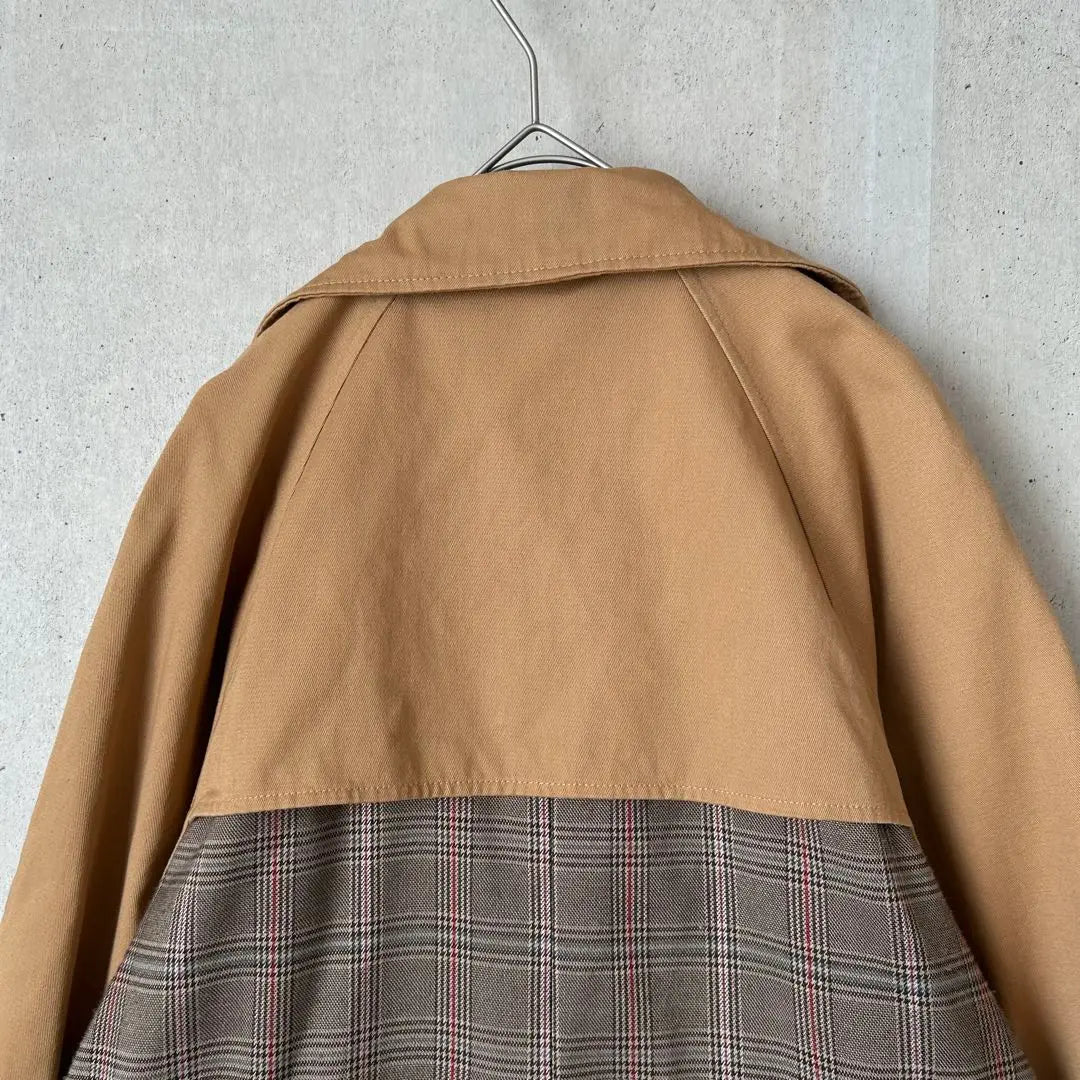 Liedy Back Check Pattern Trench Coat Back Shan Long Length Brown