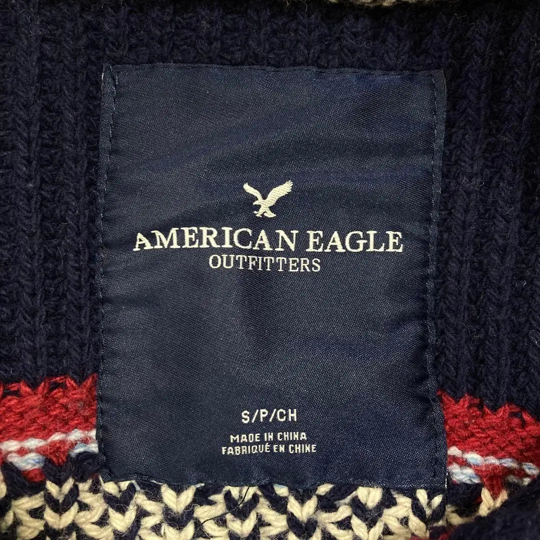 00M196◯ AMERICAN EAGLE All-over pattern Cowit knit cardigan