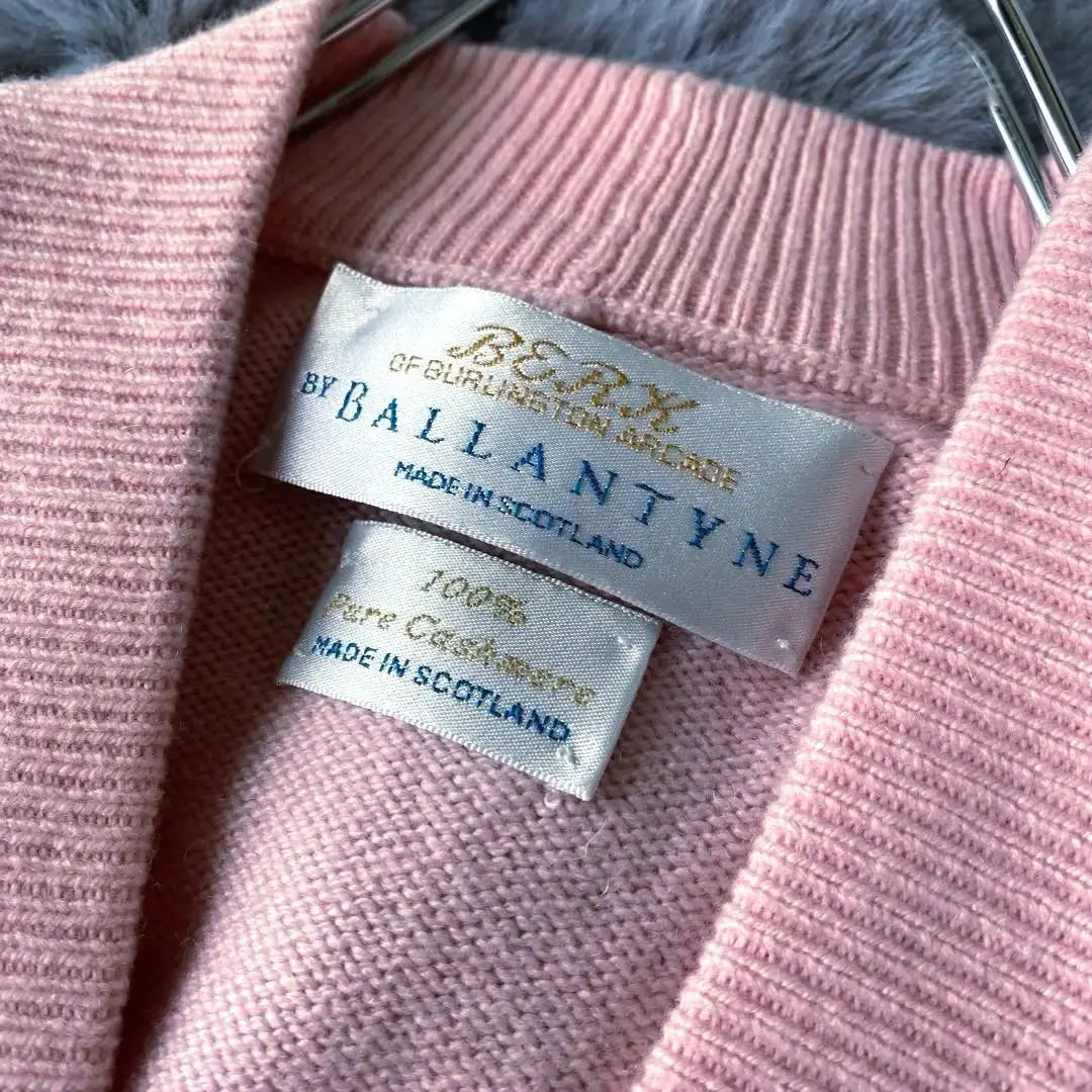 BALLANTYNE Pure Cashmere 100% Cardigan Gold button Pink M | BALLANTYNE ピュアカシミヤ100% カーディガン 金ボタン ピンク M