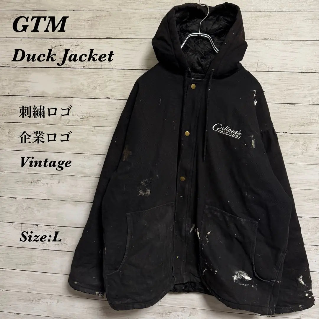 [313] GTM Duck Active Jacket Embroidered Logo Corporate Logo Grunge Fade Black L