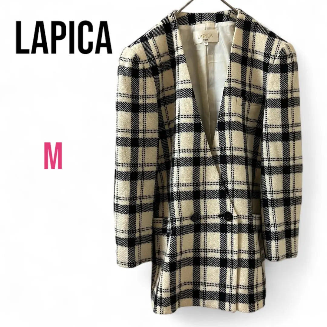 [LAPICA] Chaqueta entallada con estampado de cuadros LAPICA, talla M, en perfecto estado